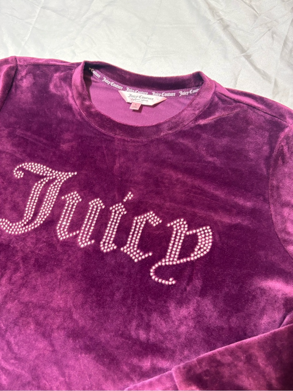 Juicy Couture Purple Bedazzled Sleepwear Long Sleeve Top Lounge Size Large L